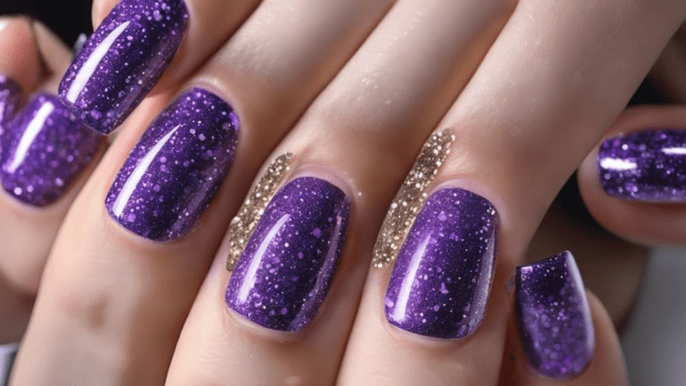 purple and gold nail designs