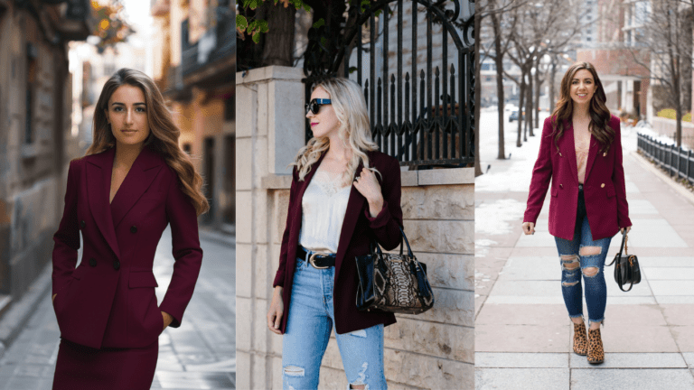 burgundy blazer ladies