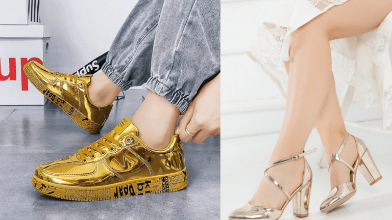 gold shoes outfit ideas