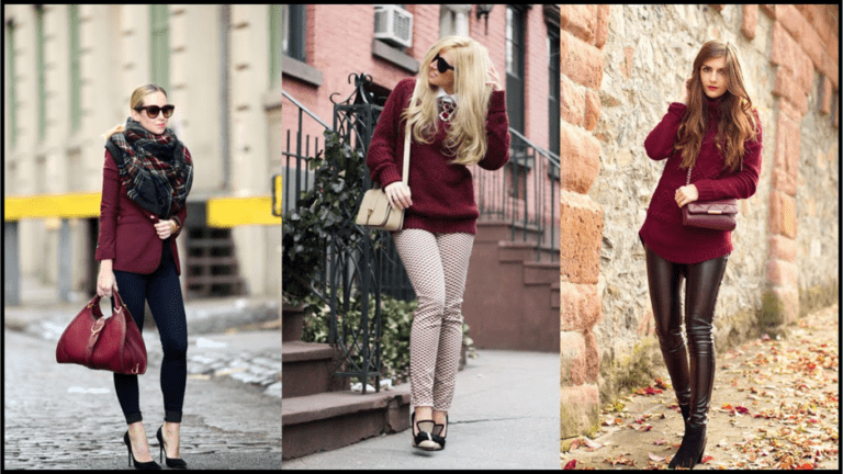 burgundy and grey outfits