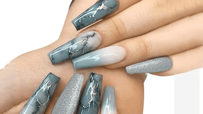 grey and silver nail designs