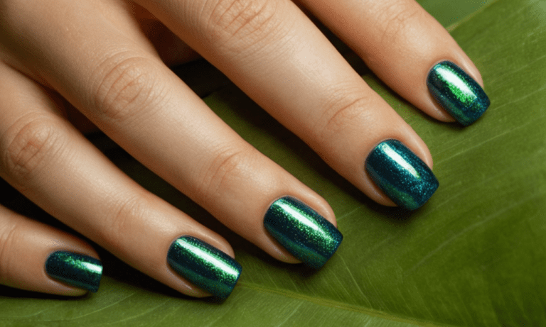 green and blue nails design