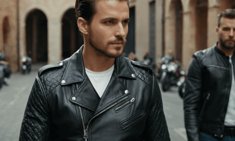 leather biker jacket mens fashion