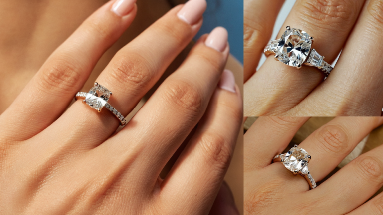 elongated cushion cut engagement rings