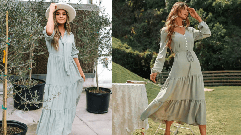 maxi dress with 3/4 sleeves